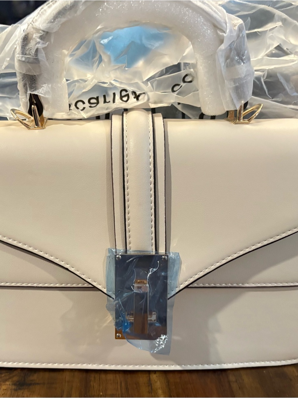 Scarleton Cream Structured Top-Handle Satchel